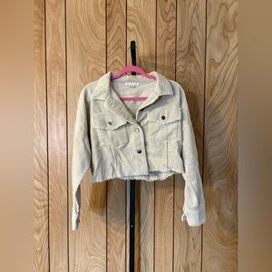 Corduroy Raw Hem Cropped Jacket